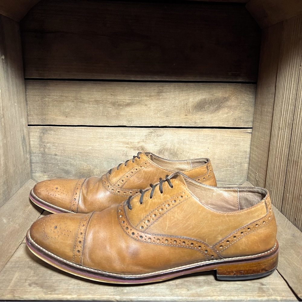 JOHNSTON & MURPHY 20-8682 "Conard" Brown Leather Cap Toe Oxford Men's Size 11M